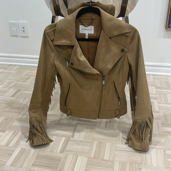 BCBGeneration faux suede fringed biker style jacket - Picture 1 of 9